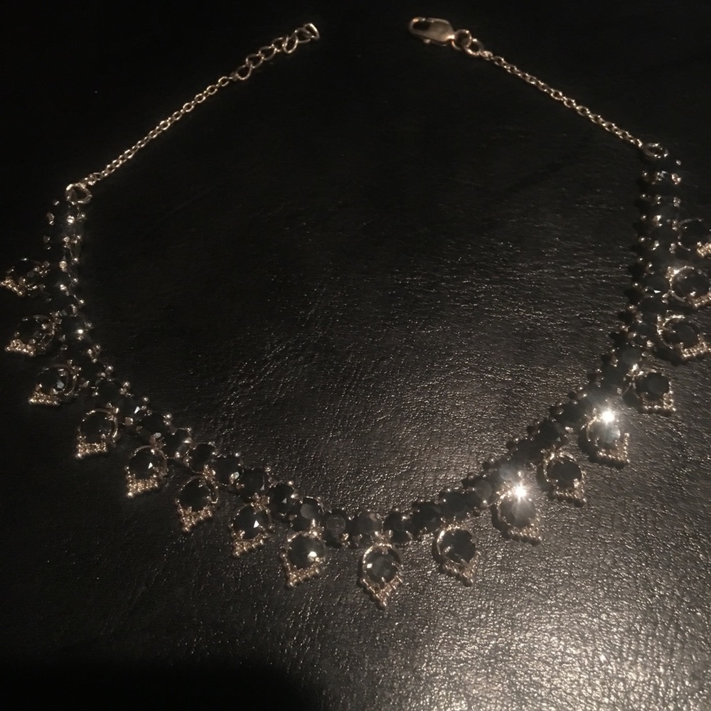 Blue sapphire and silver necklace and the earrings